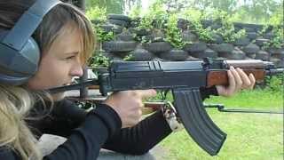 Czech girl shooting vz58 CZ858 [upl. by Roobbie]