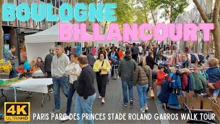 4K BoulogneBillancourt Paris suburb walk tour with Roland Garros and SaintGermain stadiums [upl. by Hyacintha]