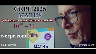 CRPE 2025 ÉPREUVE ÉCRITE DE MATHÉMATIQUES [upl. by Jilli]