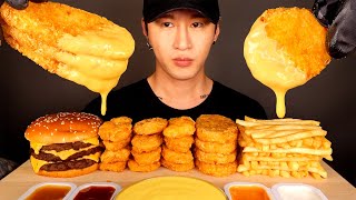 ASMR MUKBANG CHEESY HASH BROWNS amp CHICKEN NUGGETS amp TRIPLE CHEESEBURGER No Talking EATING SOUNDS [upl. by Pincus645]