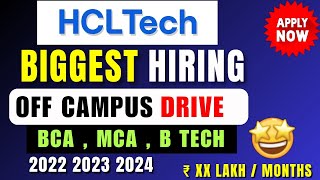 HCL Tech hiring opportunity for BCA MCA Btech  freshers job 2024 batch  mass hiring 2024 [upl. by Ydor]