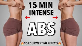 15 MIN INTENSE AB WORKOUT  TOTALS ABSCORE  No Equipment No Repeats [upl. by Ehttam]