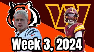 Monday Night Football 2024 Cincinnati Bengals VS Washington Commanders LIVE PLAY BY PLAY amp REACTION [upl. by Sardse]