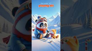 Baby panda and kitten playing ski babypanda kitten koala [upl. by Alim]