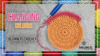 How to change colours in crochet  Joining round with new colour yarn  Beginners Tutorial [upl. by Daven]