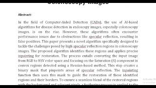 A Hessian Based Technique for Specular Reflection Detection and Inpainting in Colonoscopy Images [upl. by Trask341]