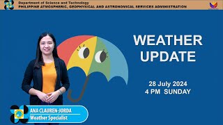 Public Weather Forecast issued at 4PM  July 28 2024  Sunday [upl. by Nehtanoj936]