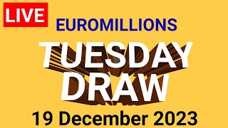 The National lottery Euromillions Draw Live Results Tuesday 19 December 2023 [upl. by Pavkovic]