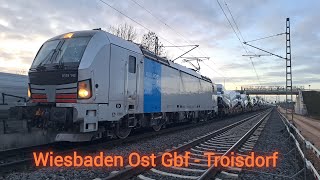 Führerstandsmitfahrt von Wiesbaden Ost Gbf nach Troisdorf mit dem Rheine Zug am Rhein [upl. by Ydderf]