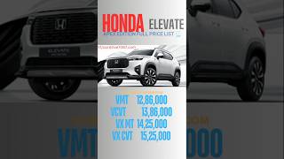 Honda Elevate Apex Edition price list 📃 [upl. by Cohbert]