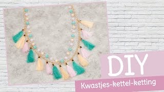 DIY sieraden maken met Kralenhoekje  Lange ketting met kwastjes en ketteltechniek [upl. by Anelac]