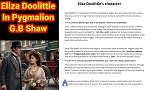 Eliza Doolittle Character in Pygmalion by GB shaw  George Bernard Shaw Pygmalion Eliza Doolittle [upl. by Airdnalahs981]