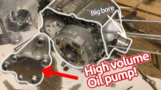 Installing high volume oil pump on Honda crf50 TBparts stage 3 88cc big bore kit pt1 [upl. by Erme]