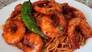 spaghetti au crevettes 🍤 مقرونة بالكروفات بطريقة ساهلة مع كل اسرار بنتها بنينة برشا 😋❤ [upl. by Dabney]