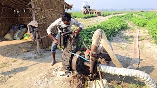 Super diesel engine machine 20 years Old water pump machine Starting kisaan [upl. by Nessaj]