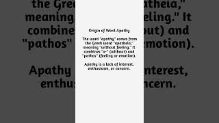 Origin of Word Apathy Apathy Etymology Definition Meaning Vocabulary [upl. by Iuqcaj]