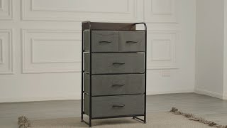 WLIVE  Fabric Dresser with 5 Drawers Assembly 2021 [upl. by Assilym]