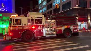 FDNY ENGINE 44 amp FDNY ENGINE 44 HMTU RESPONDING ON 11TH AVENUE IN HELLS KITCHEN MANHATTAN NEW YORK [upl. by Enoved]