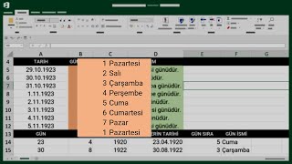 Haftanın Gününü Yazdırma   Pazartesi Salı Çarşamba   Microsoft Excel [upl. by Loux]