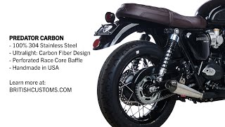 Predator Carbon 35quot Exhaust for Triumph Bonneville T120  SOUND CLIP [upl. by Naej]