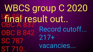 WBCS group C 2020Final result out cutoff analysis [upl. by Dlonra968]