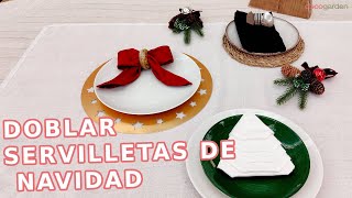 3 formas ORIGINALES de doblar SERVILLETAS para tu mesa de NAVIDAD  Decogarden [upl. by Biancha]