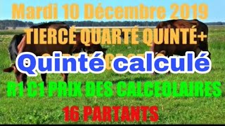 PRONOSTICS PMU QUINTÉ MARDI 10 DECEMBRE 2019 [upl. by Nosrac769]