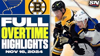 St Louis Blues at Boston Bruins  FULL Overtime Highlights  November 16 2024 [upl. by Aihtenyc]