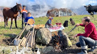 Baking the Most Delicious Stone Bread amp Traditional Meal in the Mountains [upl. by Nagirrek]