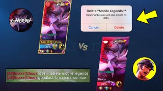 Chou vs Chou  choouml vs Braxy  LOSE  DELETE MOBILE LEGENDS [upl. by Aliuqet645]