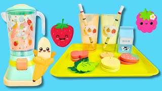 SMOOTHIE TOYS Drinks Food MAKER Wood Toy Blender Pretend Fruit Funny Kitten Playset [upl. by Artcele]