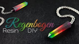 Regenbogen Resin Kristall DIY  Gießharz Schmuck Anleitung  Skresin3220 Harzspezi [upl. by Samala]