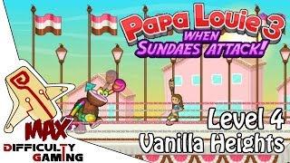 Papa Louie 3 When Sundaes Attack 100 Walkthrough  Level 4 Vanilla Heights amp BOSS  66 Warp Keys [upl. by Doro]