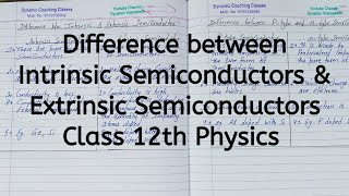 Difference Between Intrinsic and Extrinsic Semiconductors Chapter 14 Semiconductor Class 12 [upl. by Janiuszck]