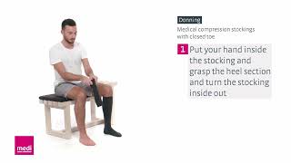 Donning mediven for Men Medical Compression Stockings Closed Toe [upl. by Rossuck]