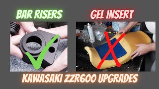 Motorcycle Upgrade and Downgrade  Bar Riser and Gel Insert Review  Kawasaki ZZR600 [upl. by Ellenohs891]