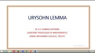 URYSOHN LEMMA PART I [upl. by Leiuqese]