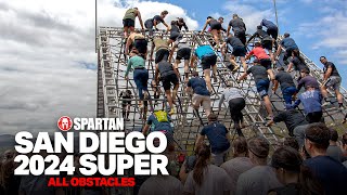 SPARTAN RACE SAN DIEGO SUPER 2024  ALL OBSTACLES [upl. by Lindo]