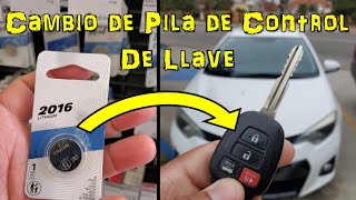 Cambio de Pila de Control de Llave Toyota Corolla 20142019 [upl. by Ahsimot]