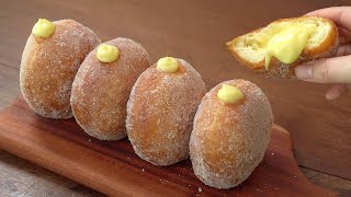 노오븐 입이 호강하는폭신한 커스터드 도넛 만들기  최강비율 커스터드 크림 만들기  Vanilla Custard Donuts Recipe [upl. by Jueta740]