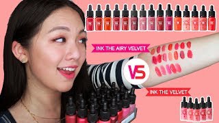 PERIPERA Ink The Airy Velvet VS Ink The Velvet COMPARISONS amp REVIEW FULL COLLECTION [upl. by Estella460]