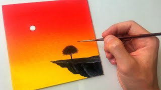 Easy Acrylic Sunset Painting for Beginners  Step by Step Tutorial [upl. by Noraf]