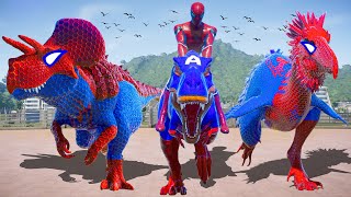 ALL SuperHero Dinosaurs Battle in Jurassic World Dinosaur Pro 8 SuperHero Team [upl. by Kulda]