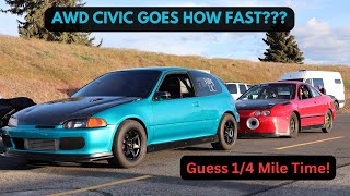 AWD TURBO CIVIC GOES HOW FAST FWD INTEGRA PUTTING IN WORK [upl. by Roscoe]