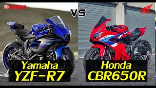 2024 Yamaha R7 vs Honda CBR650R Comprison TM [upl. by Naniac]