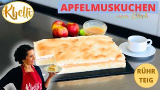 Apfelmuskuchen vom Blech Apfelkuchen mit SchmandSahneCremeHerbstzeit RührteigBackanfänger [upl. by Ehctav]