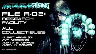 Metal Gear Rising Revengeance  File R02 Research Facility  All Collectibles Video Guide Left Arms Data Storage VR Missions [upl. by Maxfield]