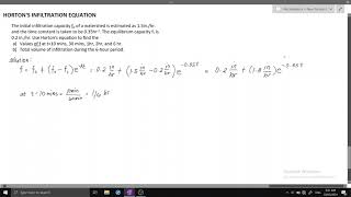 HORTON INFILTRATION EQUATION Part A [upl. by Yraek]