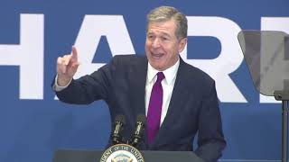 Gov Roy Cooper welcomes Vice President Kamala Harris to Fayetteville [upl. by Laaspere]