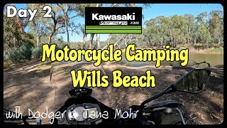 Motorcycle Camping  Wills Beach  Kawasaki Versys x300  Day 2 [upl. by Aihsenot998]